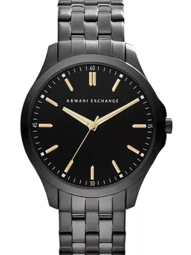 Armani Exchange Three-Hand Date Black Stainless Steel Watch And Bracel