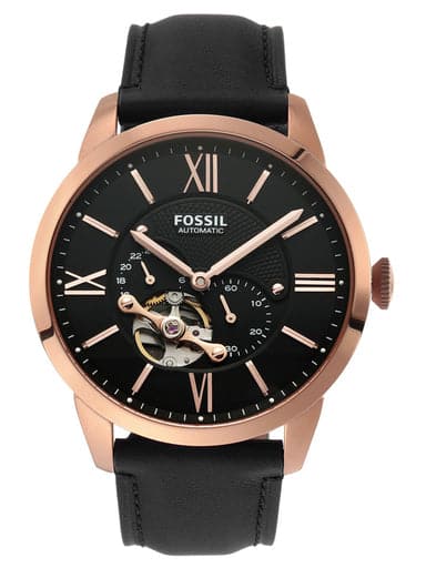 Fossil Townsman Automatic Black Leather Watch