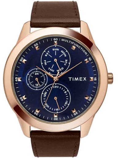 Timex Multi-Function Blue Dial Brown Leather Strap Men's Watch TWEG18504 -  Kamal Watch Company