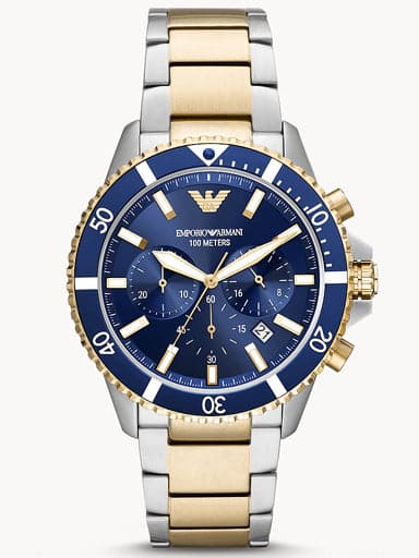 Emporio Armani Leather Watch Blue Ar11451 Chronograph