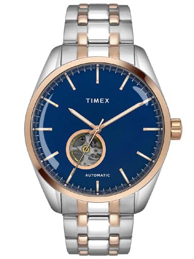 TIMEX MEN'S BLUE DIAL OPEN-HEART AUTOMATIC WATCH TWEG17506 - Kamal Watch  Company