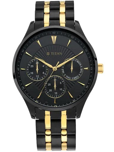 Titan Champagne Dial Gold Stainless Steel Strap Men'S Watch Nl1650Ym06