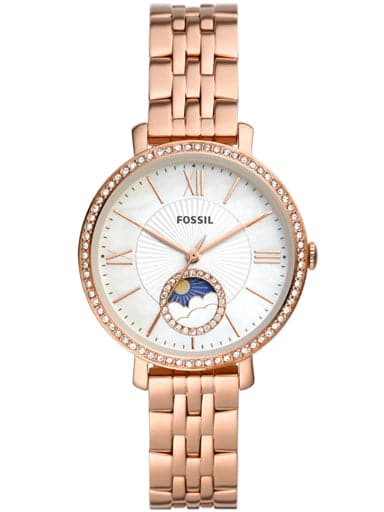 Fossil Jacqueline Multifunction Rose Gold-Tone Stainless Steel Mesh Wa