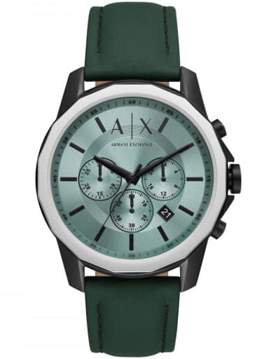 Armani Exchange Chronograph Green Leather Watch AX1725I - Kamal Watch  Company