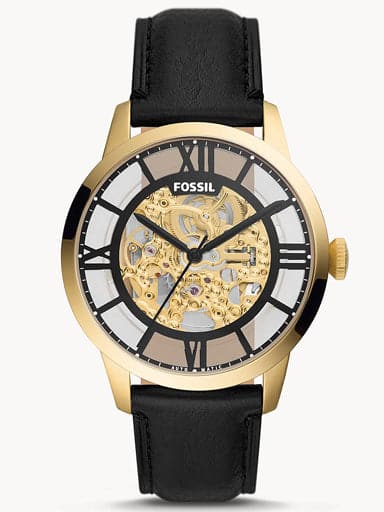 Fossil 44Mm Townsman Stainless Automatic Me3197 Black Steel Watch