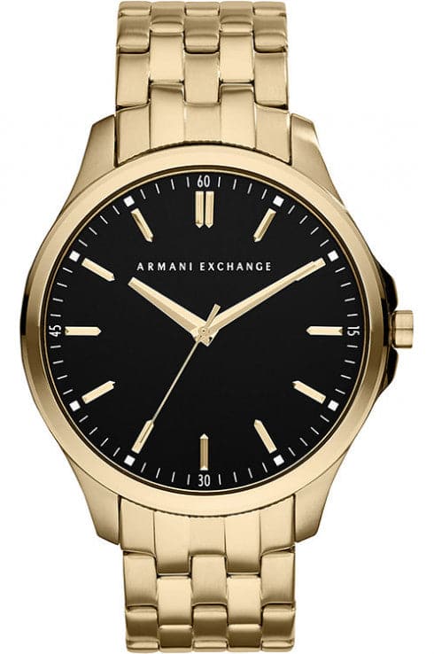 Introducir 46+ imagen armani exchange gold watch black face