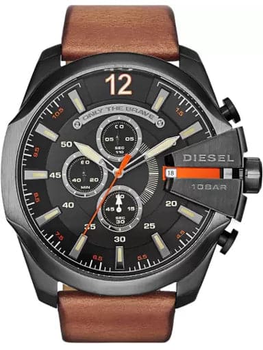 Diesel Mega Chief Chronograph Quartz Orange Dial Men'S Watch.