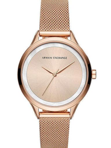 Armani Exchange Womens Harper Rose Gold Dial Stainless Steel Analogue