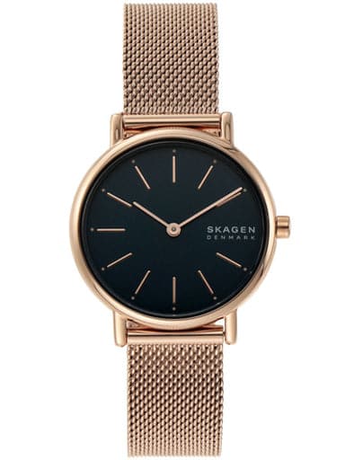 Skagen Signatur Three-Hand Black Steel-Mesh Watch Skw6579