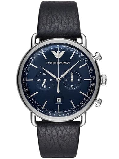 Emporio Armani Chronograph Blue Leather Watch Ar11451