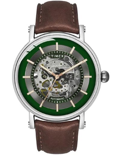 TIMEX MEN'S GREEN DIAL FULL SKELETON AUTOMATIC WATCH TWEG16717 - Kamal Watch  Company