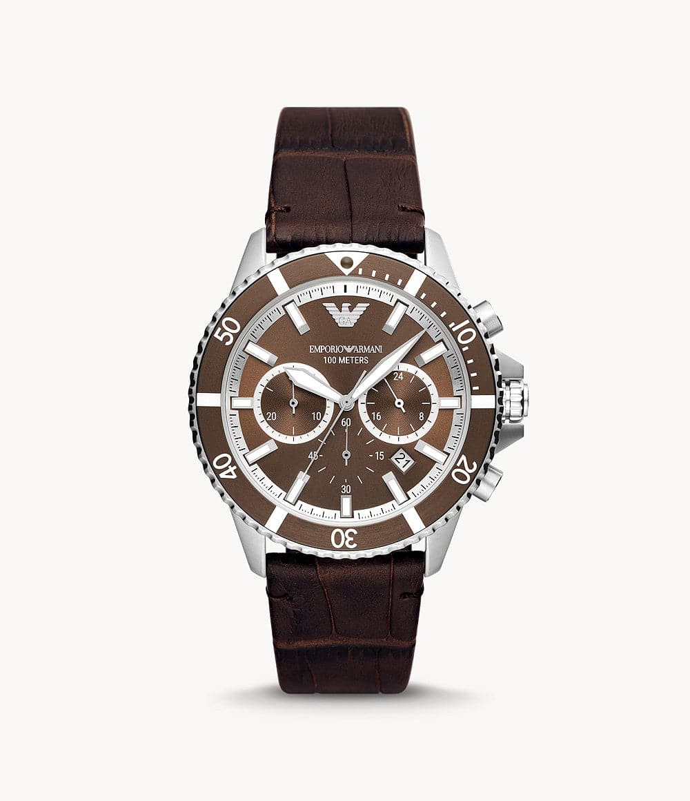 Emporio Armani Chronograph Brown Leather Watch AR11482