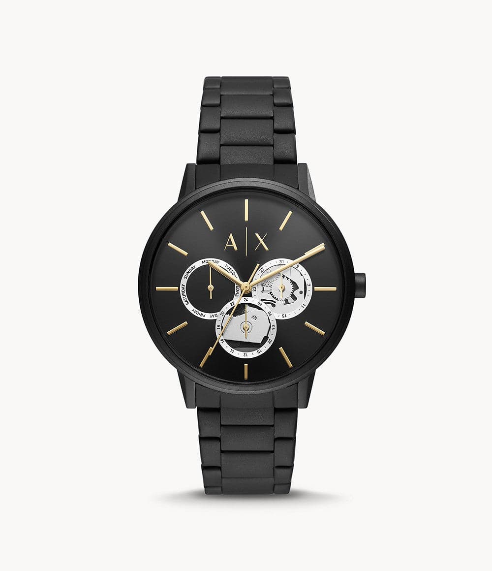 Armani Exchange Automatic Quartz Three-Hand Date Black Stainless Steel