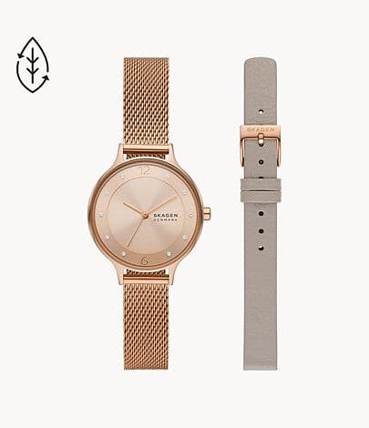 Skagen Signatur Lille Two-Hand Rose Gold Stainless Steel Watch and Str