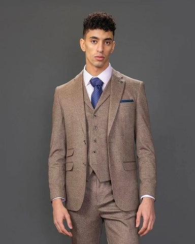 Beige Tweed Suits for Men
