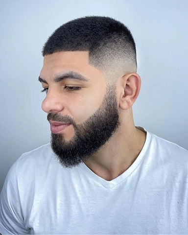 High Fade Haircut With Beard