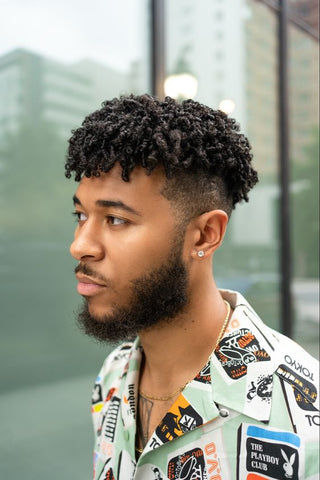 Twisted Curls with Mid Fade