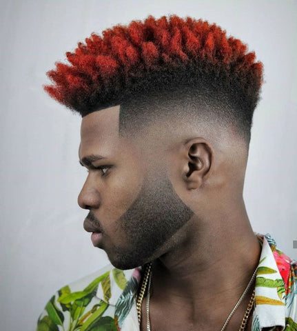 Dyed Tips with Mid Taper Fade hairstyle for black men