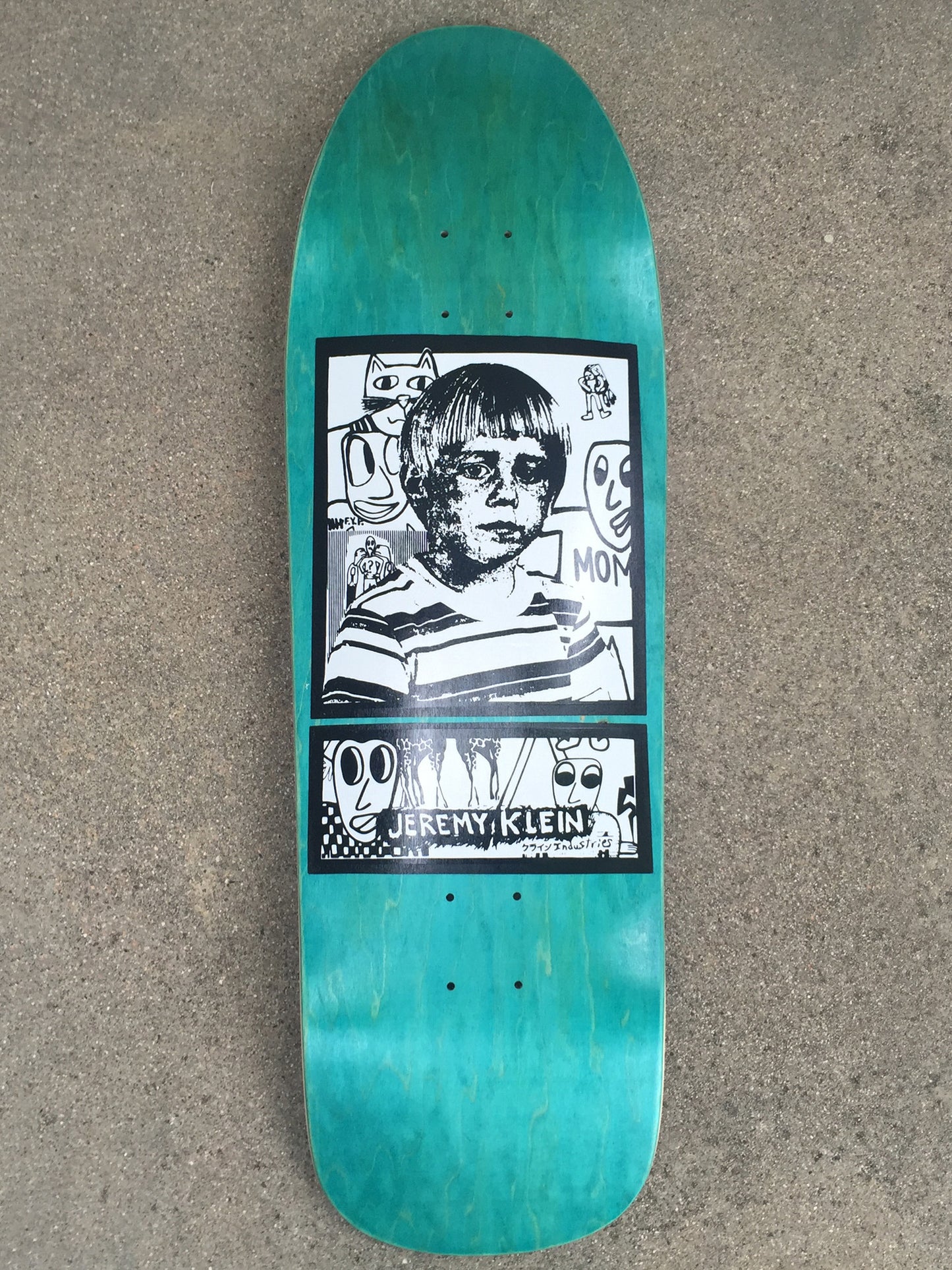 Vervolg Snor Becks jeremy klein portrait hand screened skateboard 9.75 X 32.25 TEAL BLUE – jk  industries