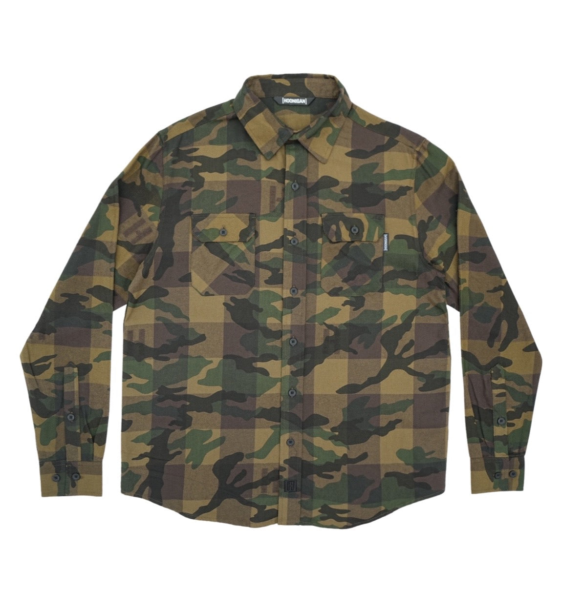 Hoonigan H Icon Camo Woven Flannel Long Sleeve Shirt