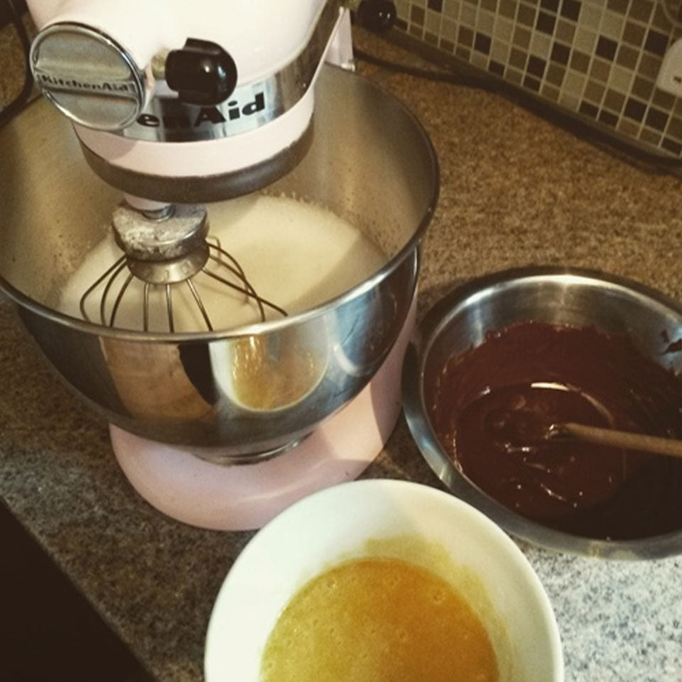 Chocolate roulade mixing