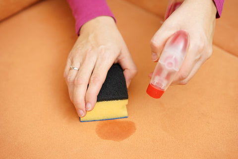 cleaning a stain on a couch