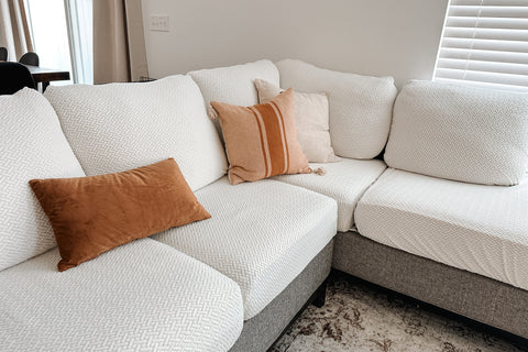 light sofa covers with accent pillow