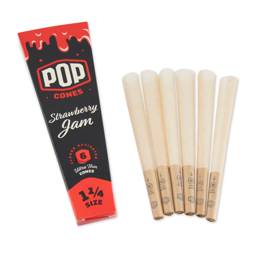 Pop Cones 'STRAWBERRY JAM ' 1 1/4 Size Pre-Rolled Retail Cones