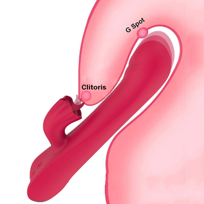 10 Speeds Powerful Dildo Vibrator Female Automatic Telescopic Clitoris Stimulator Tongue Licking Massager Sex Toy for Womans