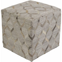 Rustic MDP Bespoke 18" x 18" Gray Jute Cube Leather Pouf - bizandhaus