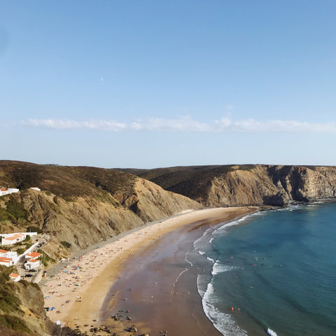 Aljezur beach with surfes