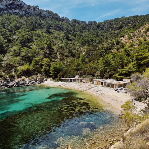 Cala Llentrisca beach Ibiza, white sand, clear blue water
