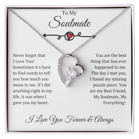 To My Soulmate, I Found My Missing Piece, I Love You Heart Necklace, Gift For Girlfriend