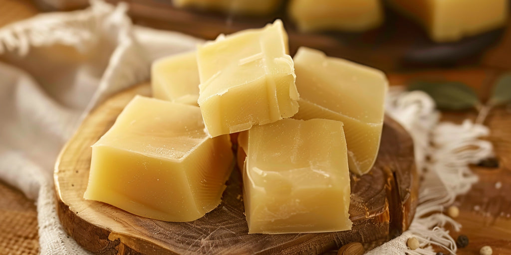 close up photo of beef tallow in the for of cubes