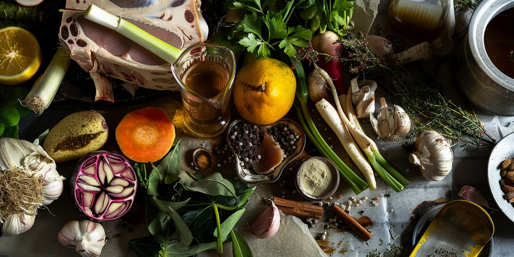 ingredients for making healthy bone broth