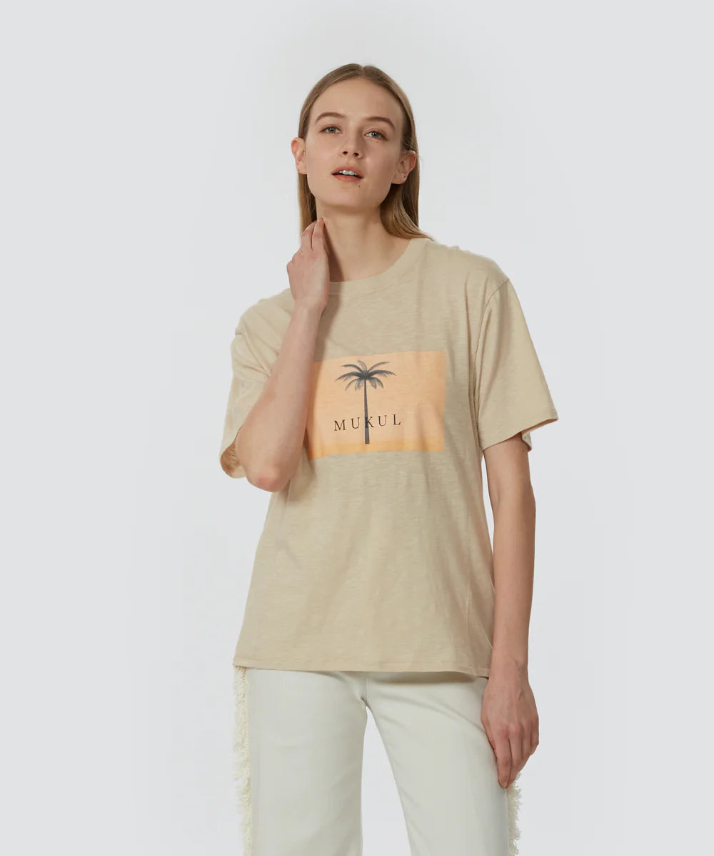 MUKUL コットン Tシャツ BEIGE (ベージュ)