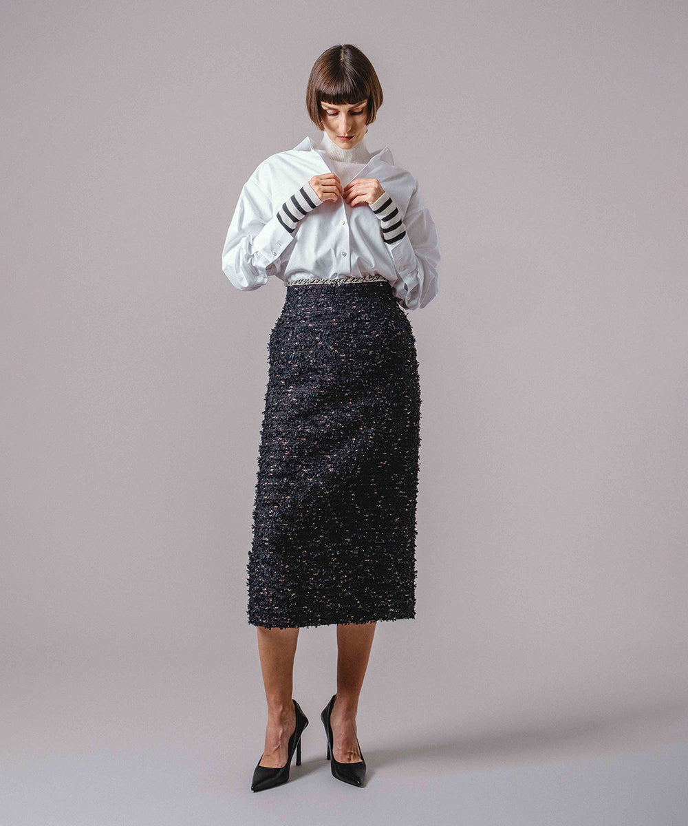 LINTON TWEED SKIRT ツイード スカート 2 (ブラック)