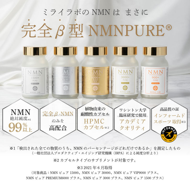 NMN ピュア VIP 9000 プラス NMN Pure（サプリ）｜【ミライラボ公式 ...