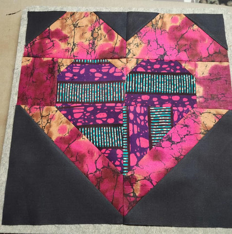 Hearts Together quilt block by @carebear526