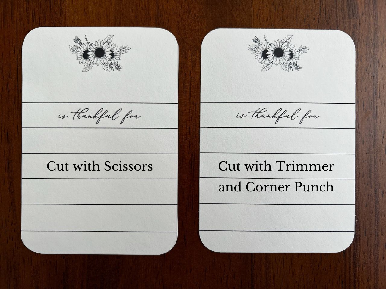 Compare Card Cutting Techniques, Scissors on the left, Trimmer and Punch on the right