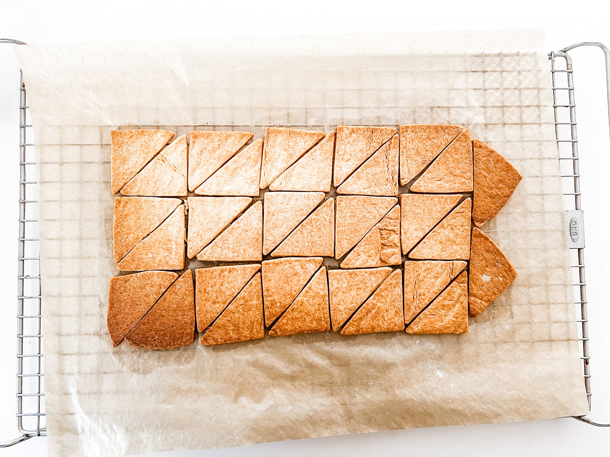 golden brown baked pie crust triangles to use to make a quilted pie
