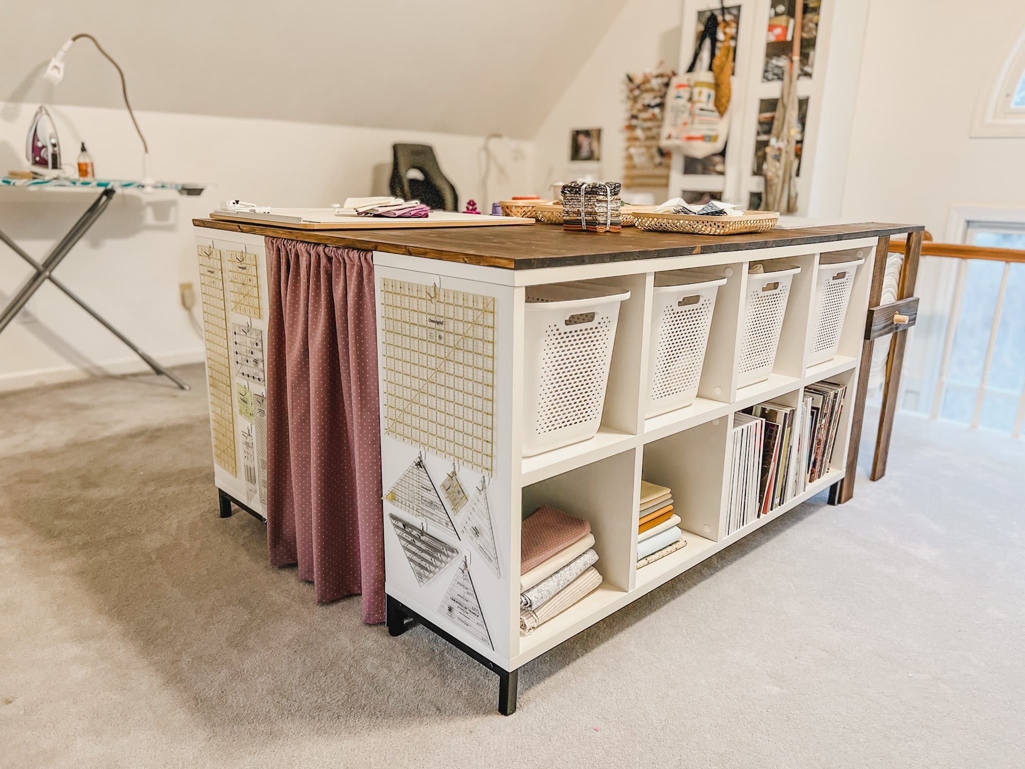 diy cutting table with batting roll storage free building plan guide from sew worthy mama