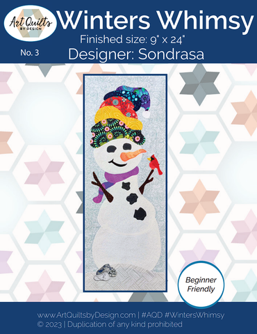 Winters Whimsy by Sondrasa from Art Quilts by Design for the 2023 Holiday Pattern Bundle