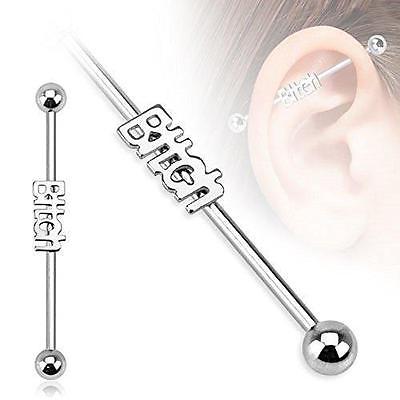 316L Surgical Steel "Bitch" Industrial Barbell 14g 38mm-1-1/2" Bar [Jewelry]