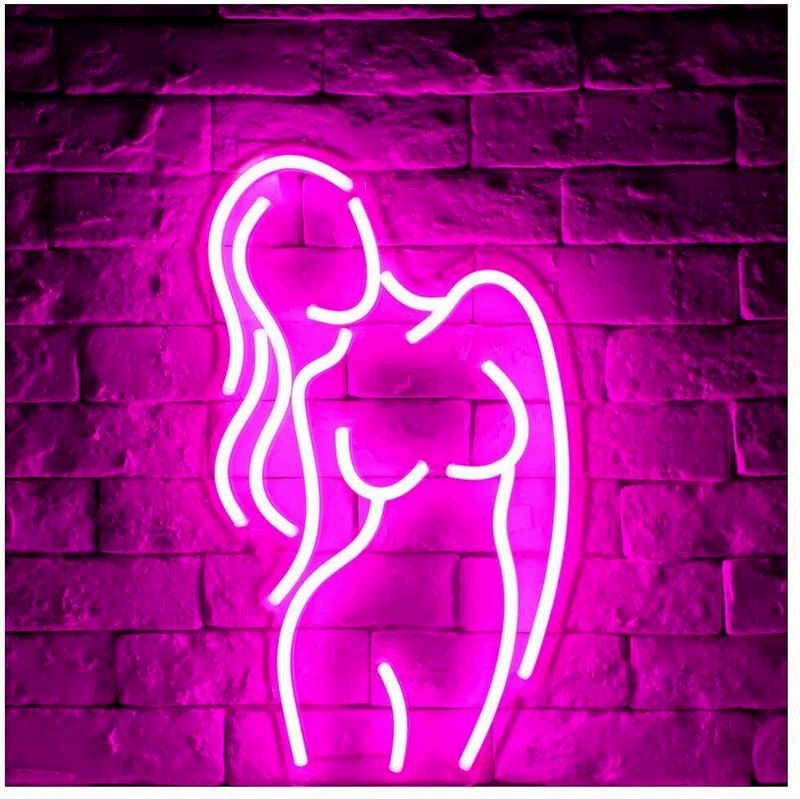 woman silhouette neon light