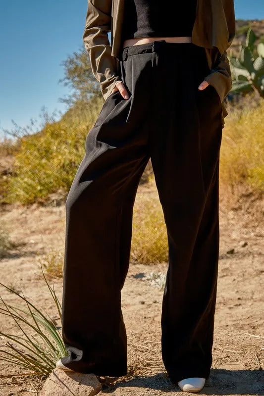 And The Why High Waist Front Pleat Wide Legs Pants