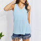 Chance of Sun Full Size Ribbed V-Neck Tank in Blue