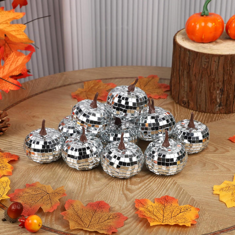 12-Pack Silver Mini Pumpkin Fall Decor
