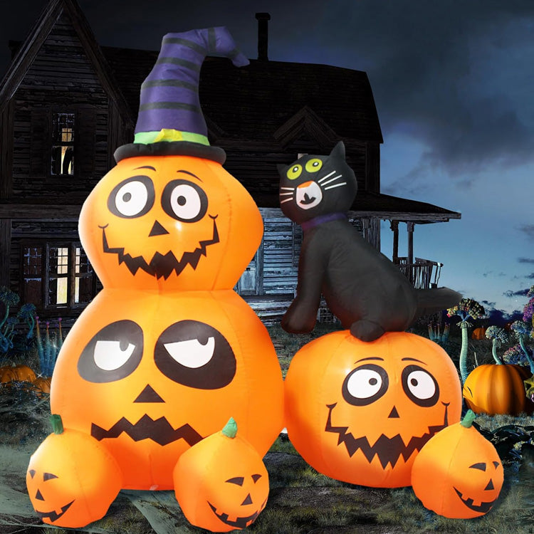 6FT Pumpkin with Cat Inflatable Outdoor Halloween Decoration