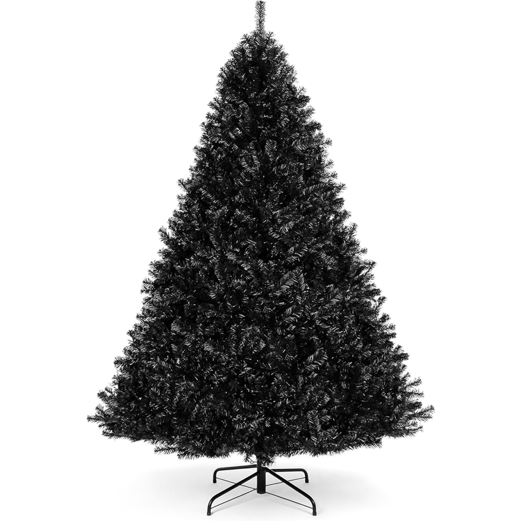 7.5ft Artificial Full Black Halloween Tree – 1,350 PVC Tips Foldable Base
